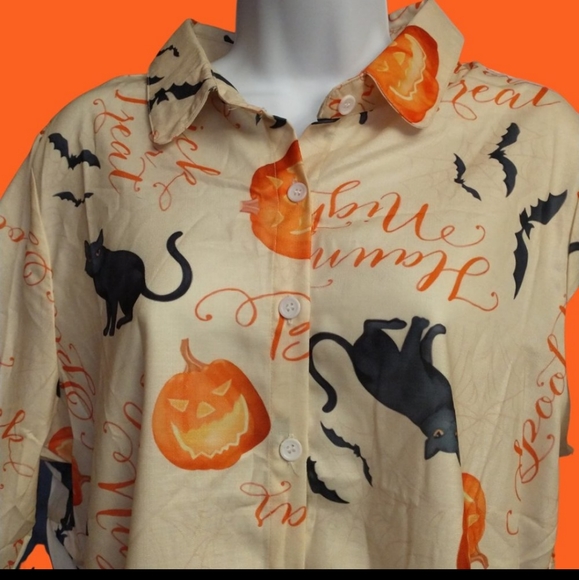 Halloween Button Down Blouse - Picture 2 of 2